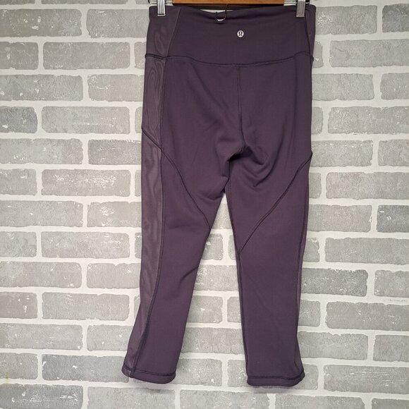 Lululemon Power Lines Crop *21 Inches In Cyber / Dark Chrome Purple Size 8 - Picture 6 of 10
